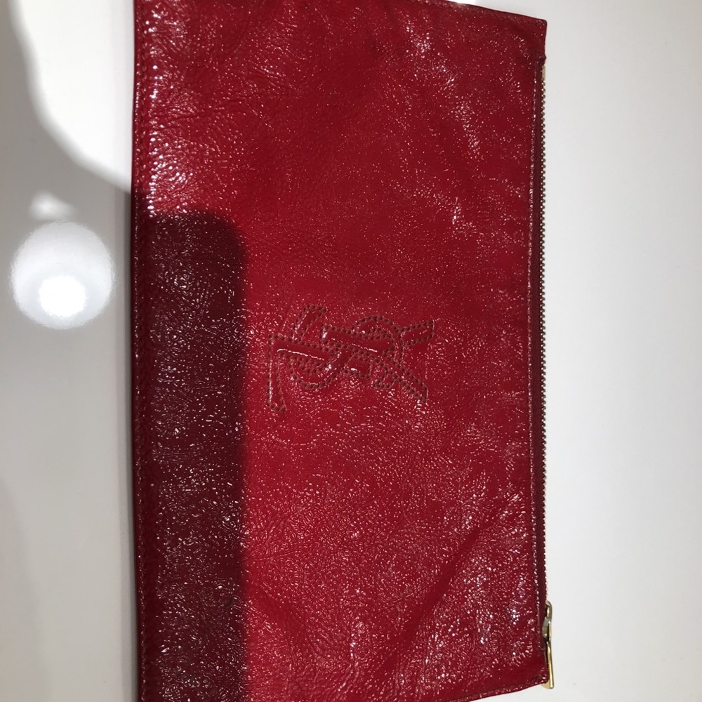 100% Authentic YSL Red Patent Leather Clutch
